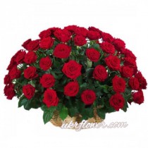 55 roses "Grand Prix" in a basket