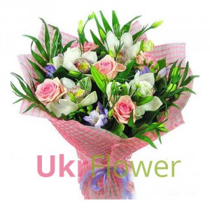 A bouquet of roses and orchids "Eve " ― Ukrflower - flower delivery