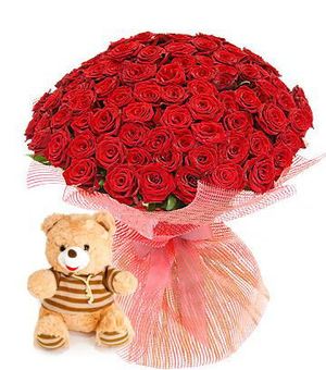 101 roses + Teddy Bear ― Ukrflower - flower delivery
