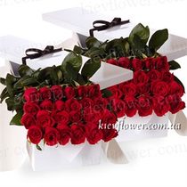 50 roses in a gift box