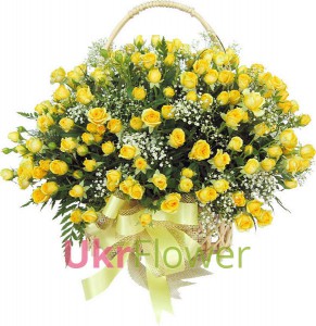 Basket of 151 yellow roses ― Ukrflower - flower delivery