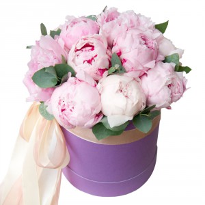 Stunning Pink Peonies in Hat Box - Available for Delivery in Ukraine